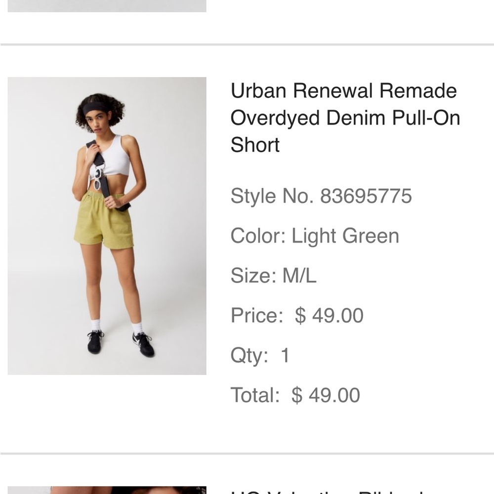 Urban Renewal Remade Overdyed Denim Pull-On Short - M/L Light Green